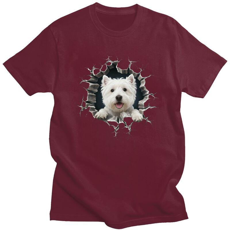 Przełomowy West Highland White Terrier Koszulka Męska 100% Bawełna T-shirt Rekreacyjny Westie Miłośnik Psów Koszulki Streetwear Koszulki