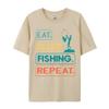 Top Tshirts Eat Sleep Fish Repeat TShirt Pure Cotton O Neck Men Top Tshirts Design Camisas Basicas Hombre
