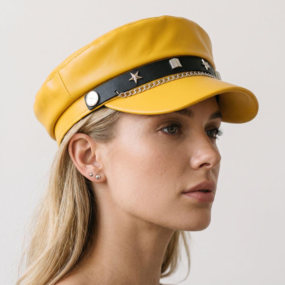 Y2k Star Rivet Beret Punk Octagonal Cap Vintage Flat Top Cap for Girls