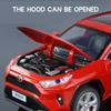 1/24 Scale Toyota RAV4 Off-Road SUV Model Car Metal Diecast Vehicle Simulation Collection Sound & Light Toy for Kids Boys Gift