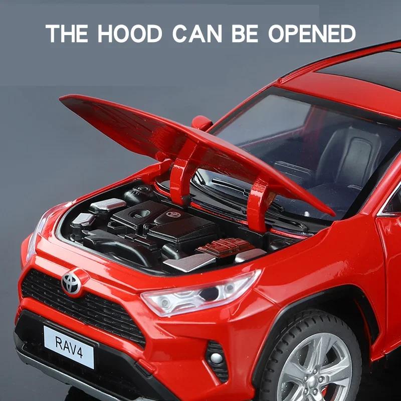 1/24 Scale Toyota RAV4 Off-Road SUV Model Car Metal Diecast Vehicle Simulation Collection Sound & Light Toy for Kids Boys Gift
