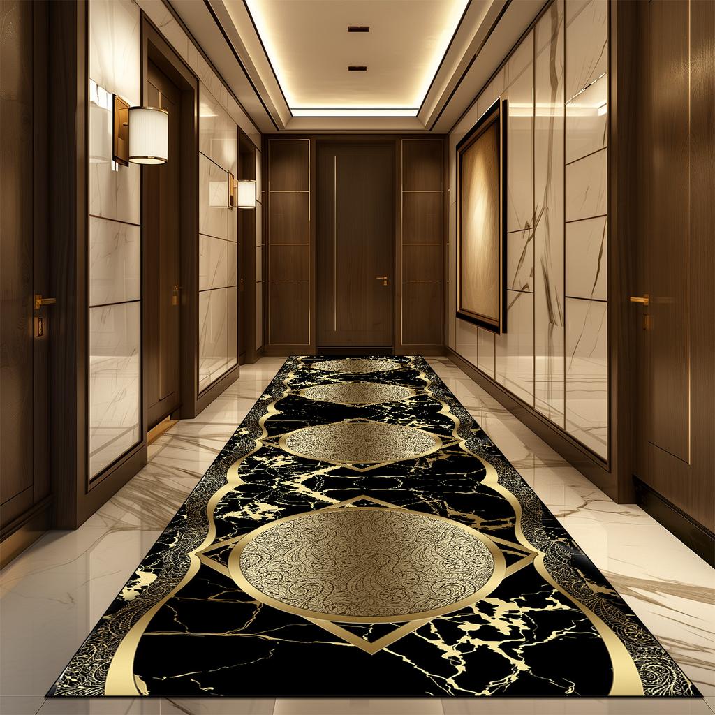 Retro Style Aisle Carpet Runner Non-slip Long Corridor Carpets Washable Porch Entry Doormat Luxury Living Room Hallway Area Rugs