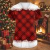 Women's V-Neck Short Sleeve Christmas Print Work Tunic Top with Pockets and Side Slits