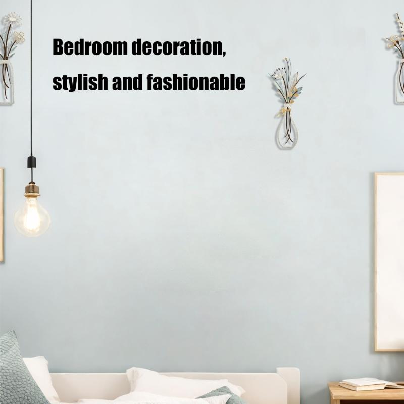 Set of 3 Metal Floral Wall Hangings Minimalists Flower Vases Line Art Wall Decors Sculptures for Living Room and Bedroom