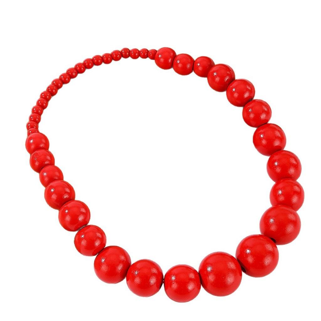 Geometric Handmade Beaded Necklace For Women Men With Large Wooden Balls Art Jewelry