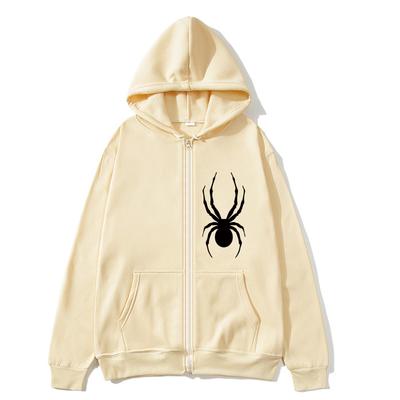 Spider Women Zip Hoodie Pocket Long Sleeve Oversize Spider Printing Women Sweatshirt Autumn Winter Loose Spider Zip Hoodies Letter Styles Hooded