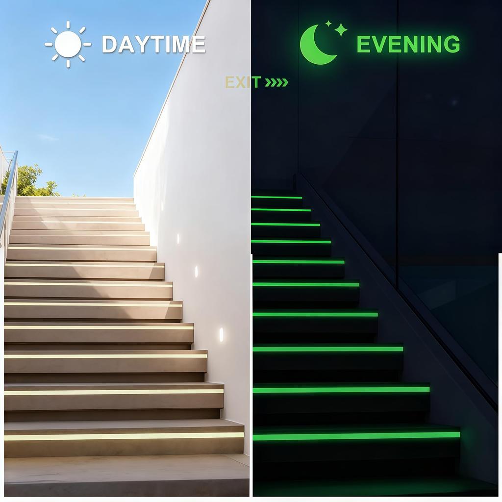 Self-adhesive Luminous Safety Tape, DIY Decorative Glowing Tape, Stage Stair Safety Warning Tape Green Fluorescent Warning Tape