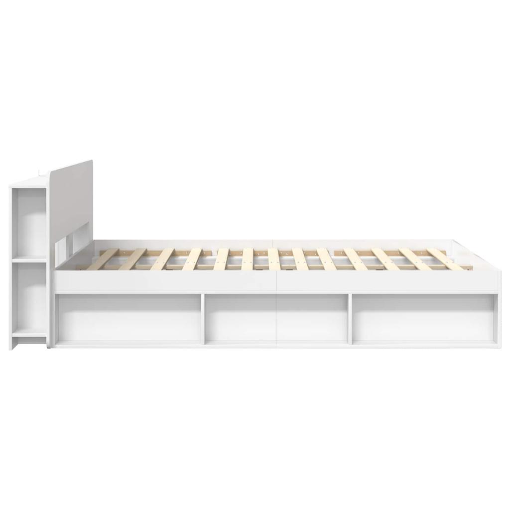 Bed Frame with Storage Space White 150 x 200 cm Wood Based Panel