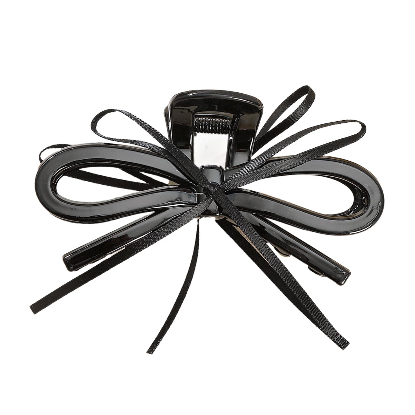 

Elegant Bows Design Hair Claw Clip Acrylic Ribbon Hairpin Strong Grip Lightweight Comfortable For Long Hour Wear чёрный