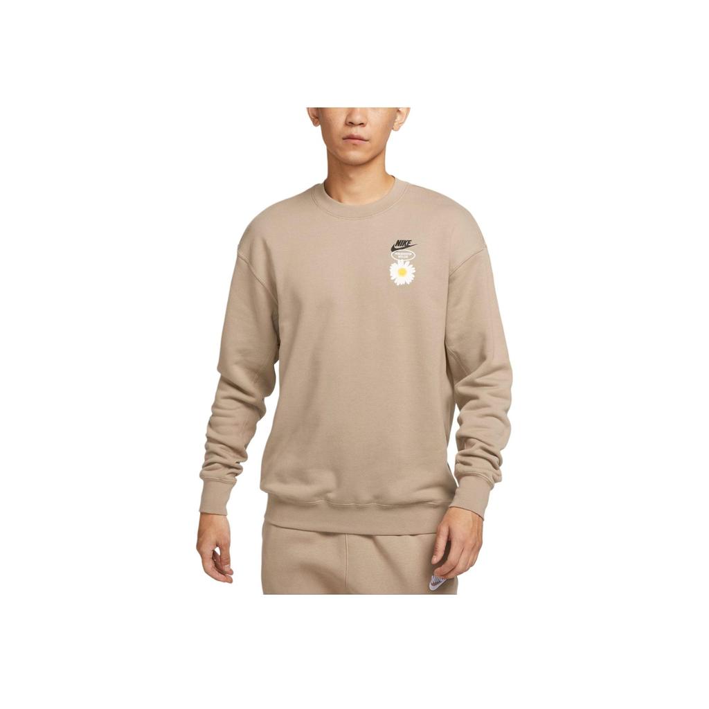 Nike Logo Print Crew Neck Sweatshirt Men Tops Khaki HJ0836-247