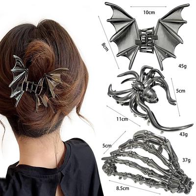 Haarnadel Halloween Nischendesign Spinnennetz Klammer Kreuzgrenze Hinterkopf Haar Klammer Kopfschmuck Haifischklemme Spinnenplatte Haarnadel