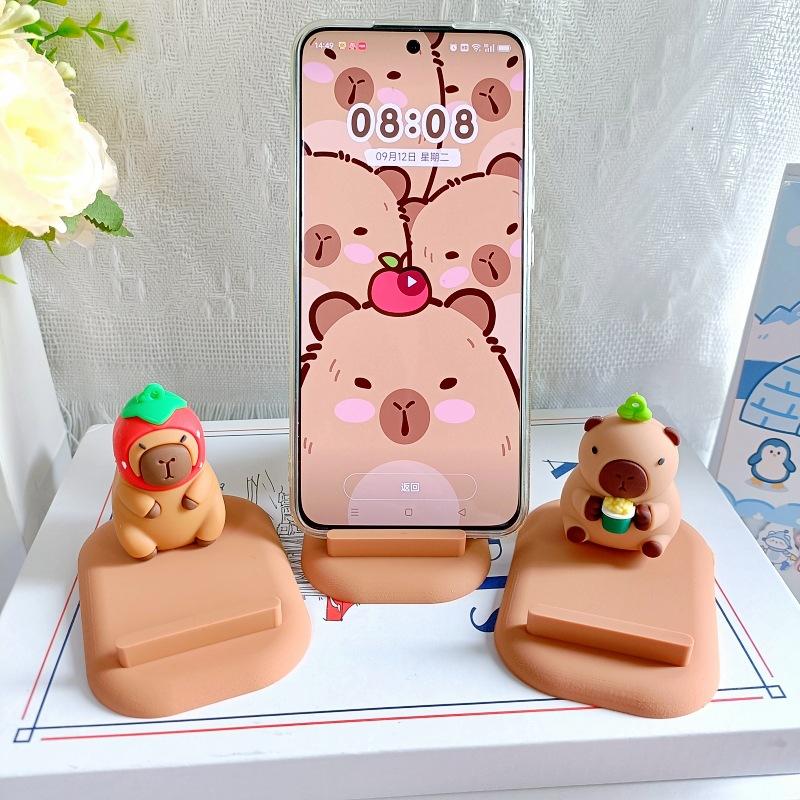 Süßes Capybara Kapibara Dreidimensionale Puppe Fauler Schreibtischhalter Kreativer Handyhalter Kleines Ornament