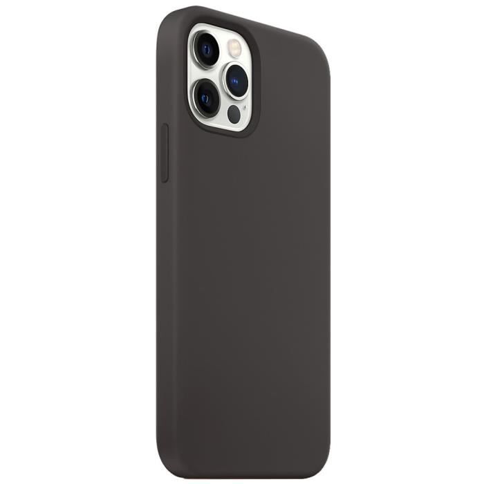 Coque Silicone Liquide - E.F.CONNECTION - pour iPhone 12 Pro - Antichoc - Anti-rayure - Noir
