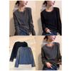 Plus Size Velvet Korean Style Long Sleeve Slimming Top for Women - Autumn/Winter Loose Mesh Patchwork Warm Top