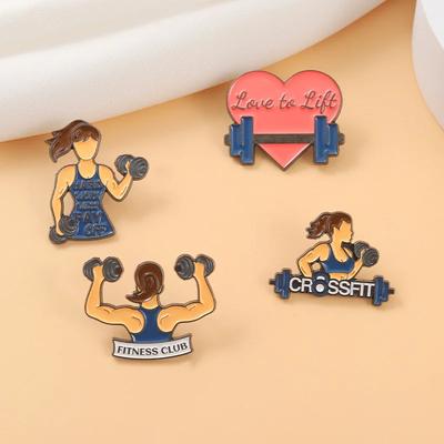 Woman Fitness Enamel Pin Brooch Badge For Bags Jeans Hoodies Denim Lapel Pin Jewelry Kids Best Party Weddinggift