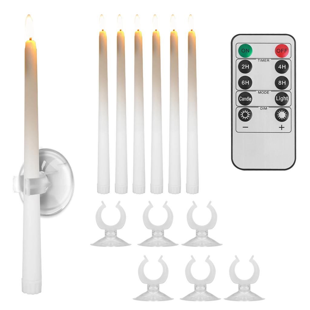 6/12 Buc. Lumânări de Fereastră cu Ventuze Lumânare Electronică LED Pâlpâitoare Sfeșnice de Crăciun Lumânări LED Conice Fără Flacără