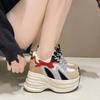 Fashion 11CM Women Casual Leather Sneakers Autumn High Platform Shoes Thick Soles Sports Dad Shoes Woman Chunky Sneakers Chaussure Femme