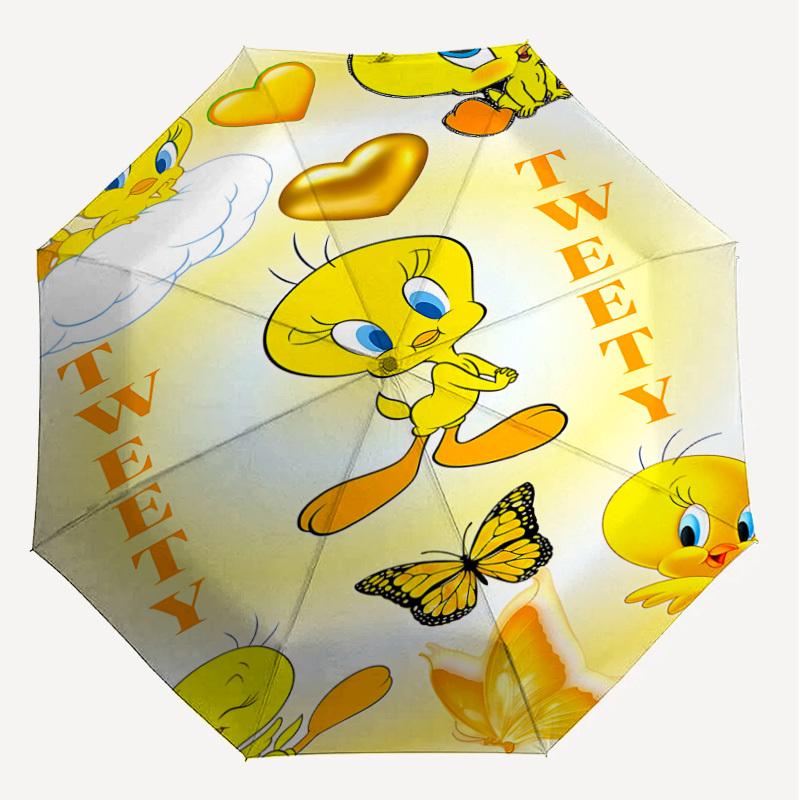 1PC Warner Tweety Bird Automatic Open/Close Umbrella with Windproof, 92-Rib Sturdy Canopy, Durable Ribs1309A
