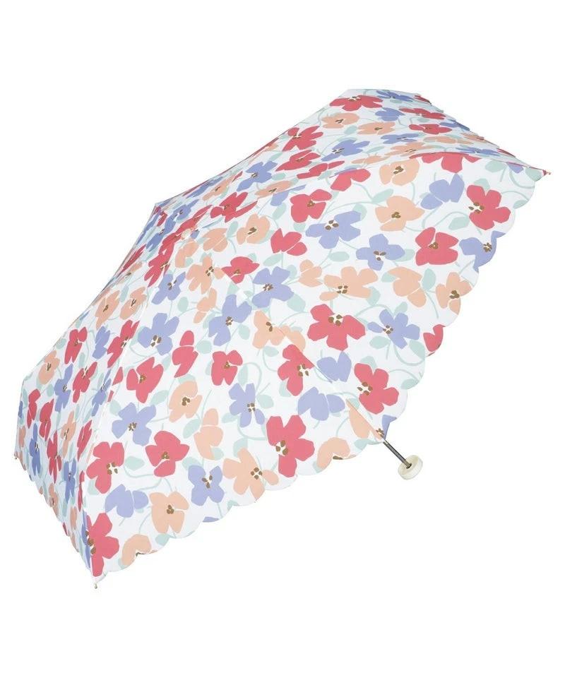 Wpc. Mini Folding Umbrella Floral Pattern UV Protection Rain & Sun Parasol Compact Lightweight Pink Blue Japan Pink