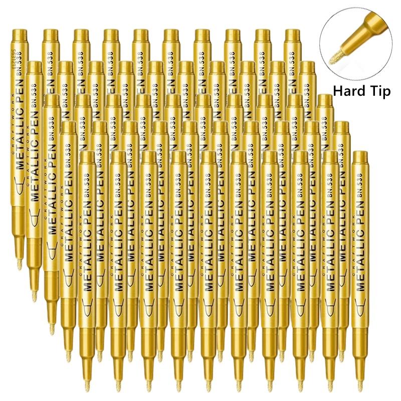 1/10/50Pcs Art Writing Gold Silver White Metallic Paint Pen Set Brush Tip Marker Pen Acrylic Paint Markers Stationery Supplies