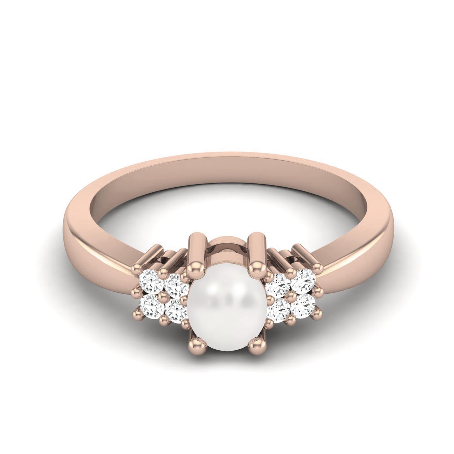 

5X4 MM Oval Natural Pearl 925 Sterling Silver Rose Vermeil Solitaire Women Wedding Bridal Ring 12 ярко-розовый
