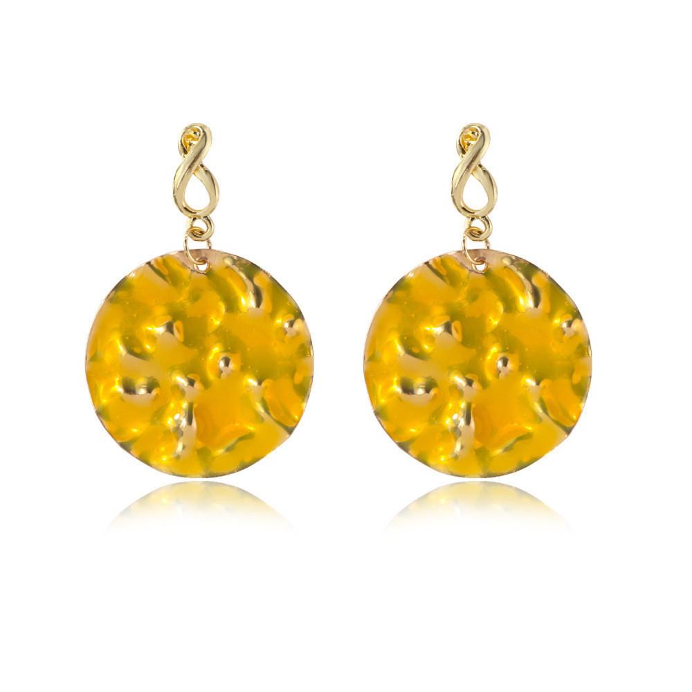 Stylish Alloy Round Drop Earrings Fashionable Metal Studs For Women In Multiple Colors