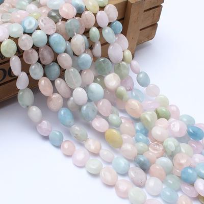Natural Irregular 8-10mm Genuine Morganite Stone Beads for Jewelry Making 15'' Strand