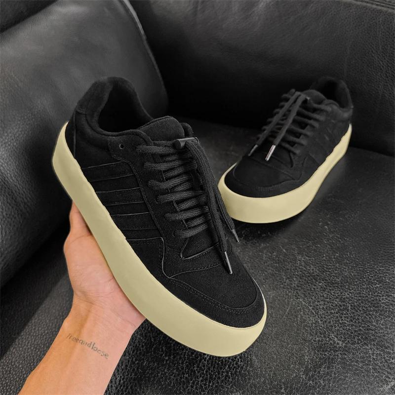 Solid Color High Flat Canvas Shoe with Thick Soles Elevated Height Casual Shoe Lace Up Design Flat Shoes for Couples Sports Shoe