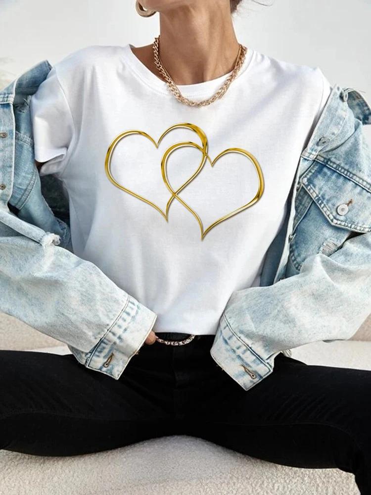 Heart Print Unisex Tshirts Casual Harajuku Love Printed Tops Tee Summer Female T Shirt Short Sleeve T Shirt For Unisex Clothing