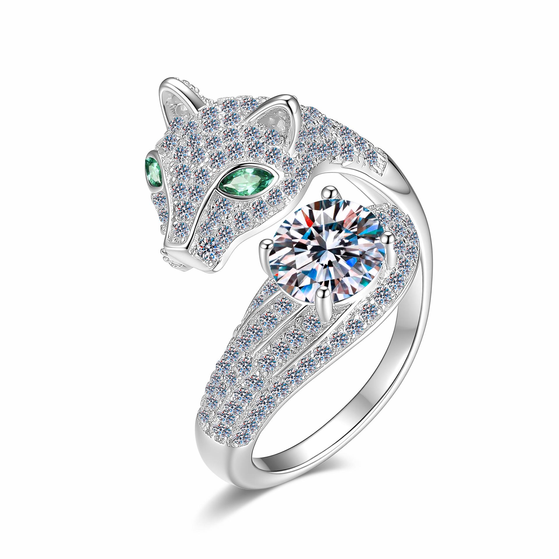 925 Sterling Silver Leopard Head Moissanite