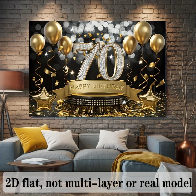 2D flat banner, 1 piece, background decoration photo props for 70th birthday party, polyester banner decoration
