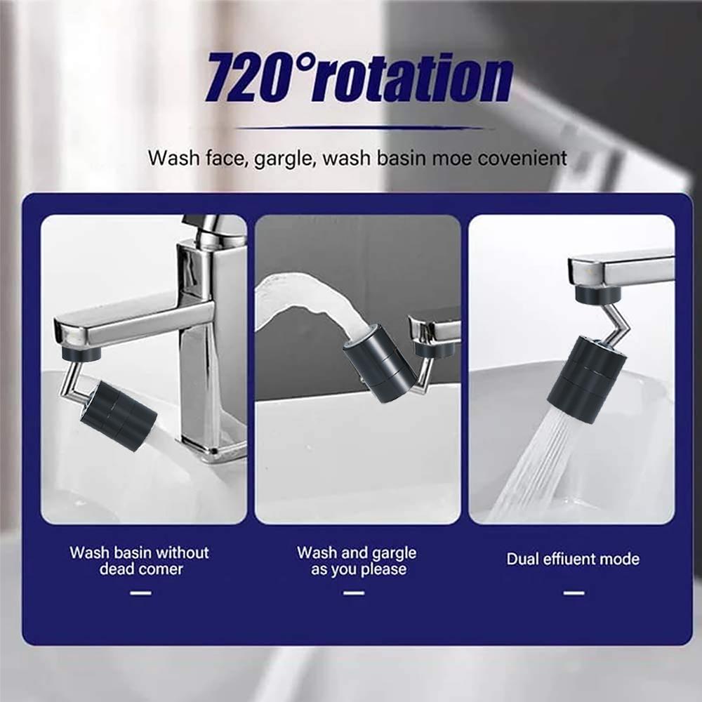 Vodovodní perlátor Rotace o 720 stupňů Univerzální otočný vodovodní kohoutek odolný proti stříkající vodě Úsporný vodovodní kohoutek Koupelna