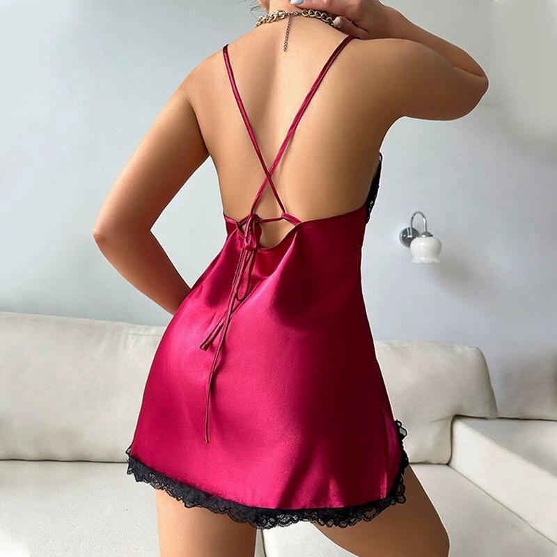 Women Spaghetti-strap Nightgown Lace Dress Sleeping Robe