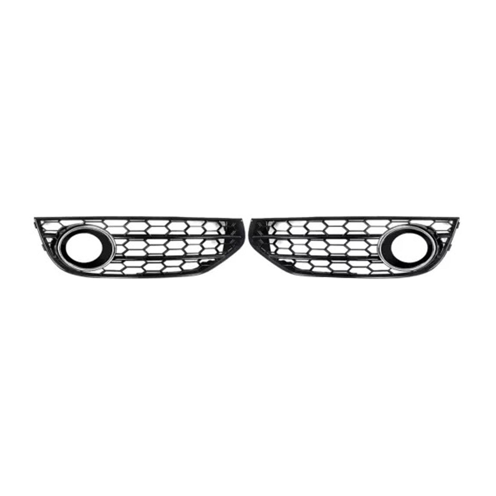 Front Bumper Honeycomb Fog Grille Cover For A4 Allroad B8 2010-2015 Chrome