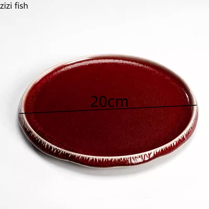 

Red Ceramic Flat Plate Dining Plate Sushi Plates Pasta Dish Western Style Steak Plates Dessert Bowl Sting Disc Dim Sum Dish Tray