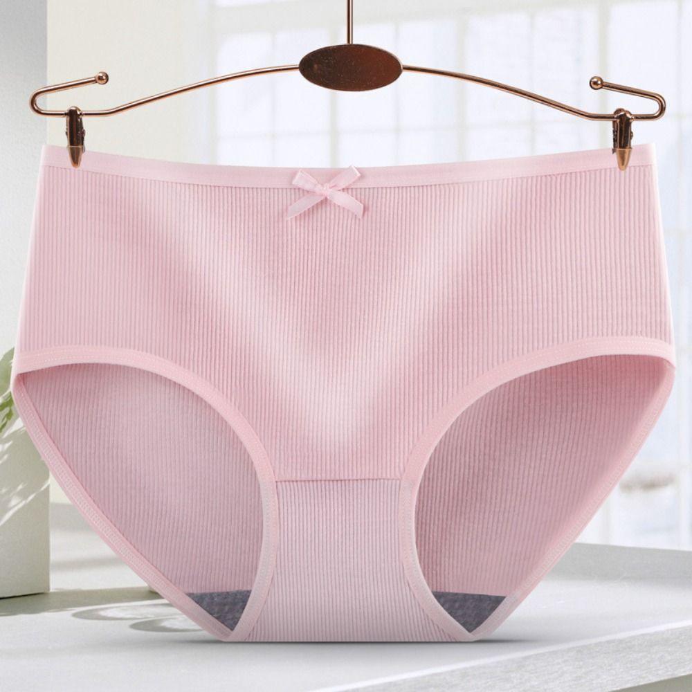 8Pcs Bowknot Seamless Briefs Mid Waist Underwear for Women Lingerie Simple Underpants  Girl