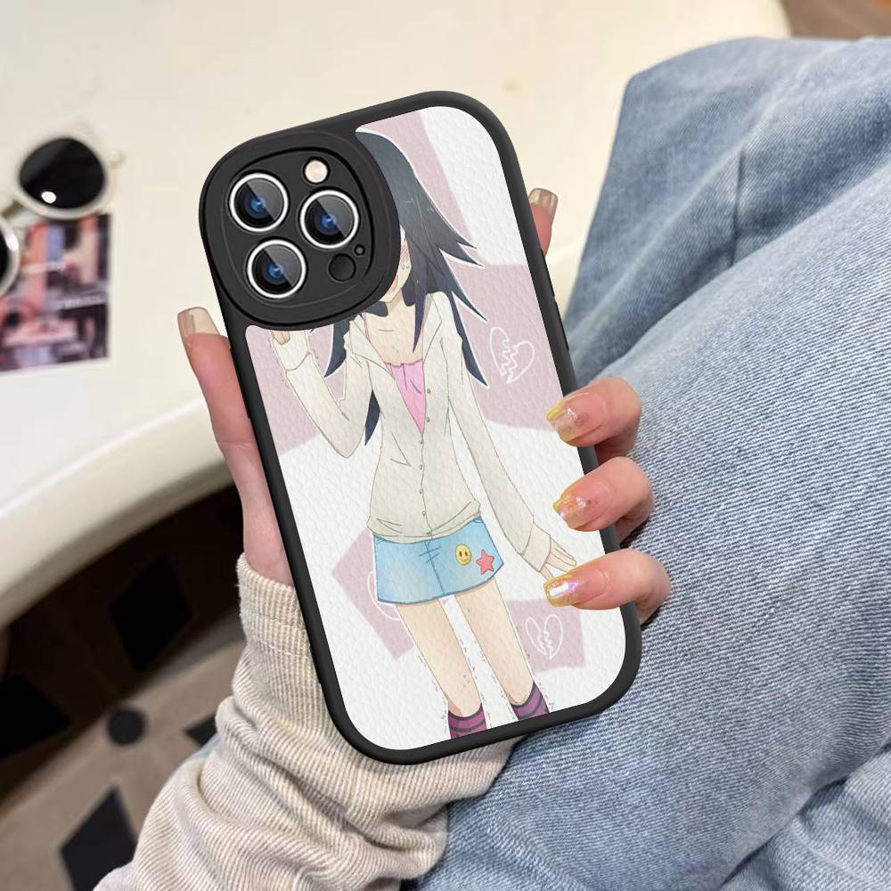 Watamote K-Kuroki T-Tomoko Leather Phone Case For IPhone 16 15 14 13 12 11 Pro Max Plus Shockproof Cover