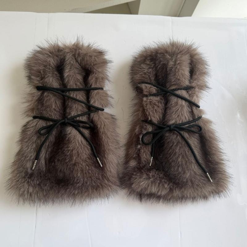 Women's Winter Faux Furs Leg Warmers with Adjustable Crisscross Ties for Textured Cold-Weather Layering and Boot-Top Looks