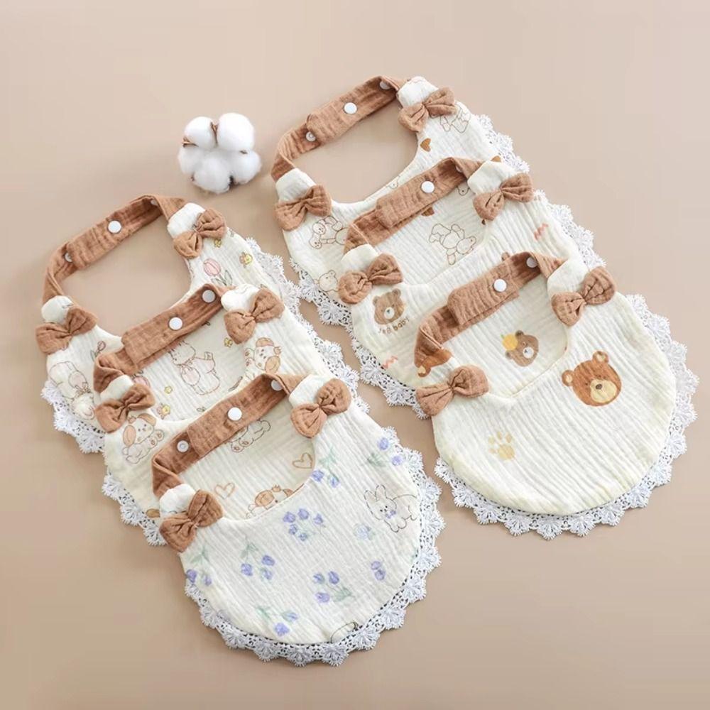 Soft Gauze Cotton Drool Towel Breathable Lace Bow Burp Cloth Baby Feeding  Bib  Nursing Essentials