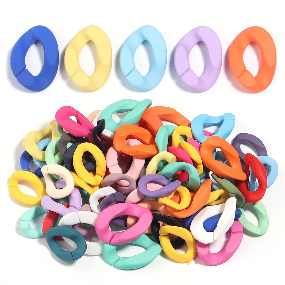 20Pcs/lot Acrylic Twisted Buckle Chain Color Assembled Loose Rings for DIY Bag Chain Glasses Phone Chain Connector Accessories