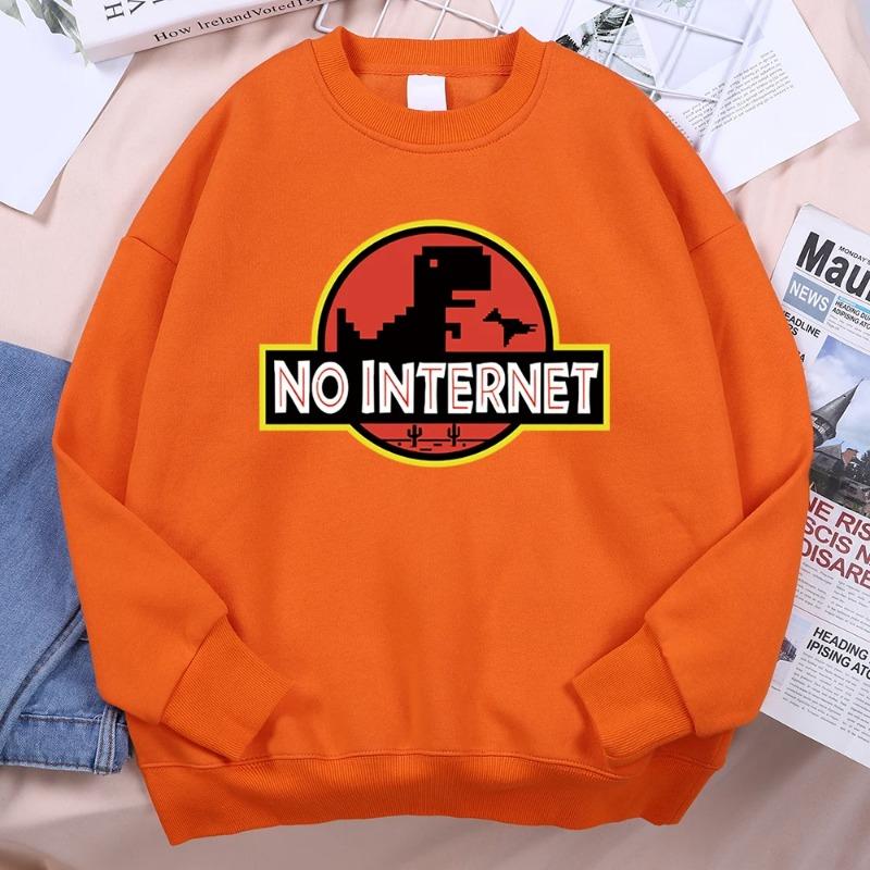 Kein Internet Lustiger Kleiner Dinosaurier Hoodie Herren Herbst Fleece Sportbekleidung Bequemer Persönlichkeits-Hoodie Locker Fleece-Kleidung Pullover & Lange Ärmel Herren