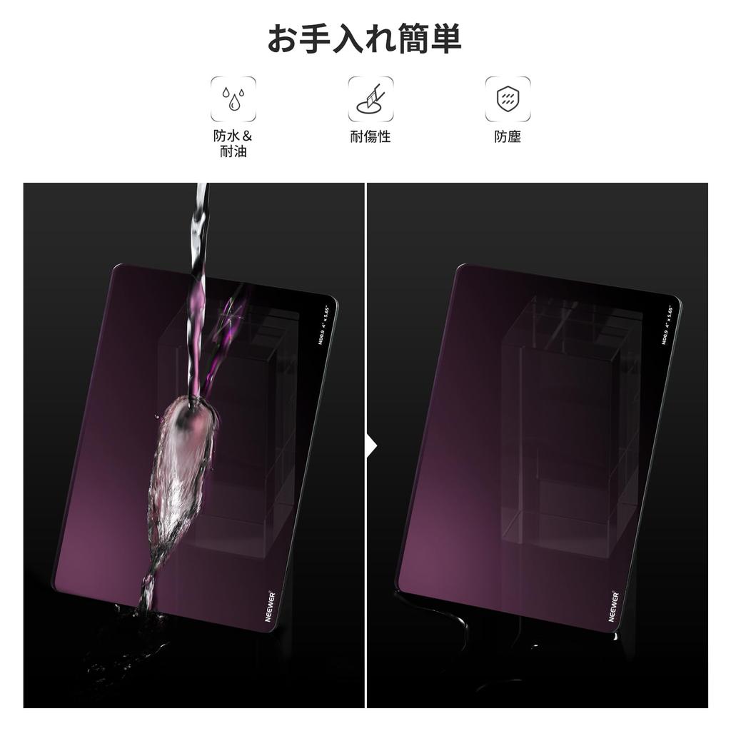 Neewer Square Pack of ND x Nema Compatible with Neewer Matte Boxes and Tilta SmallRig Filters, 2, 0.9/1.8 (3/6 Stop), 4" 5.65", Double-Sided 30-Layer