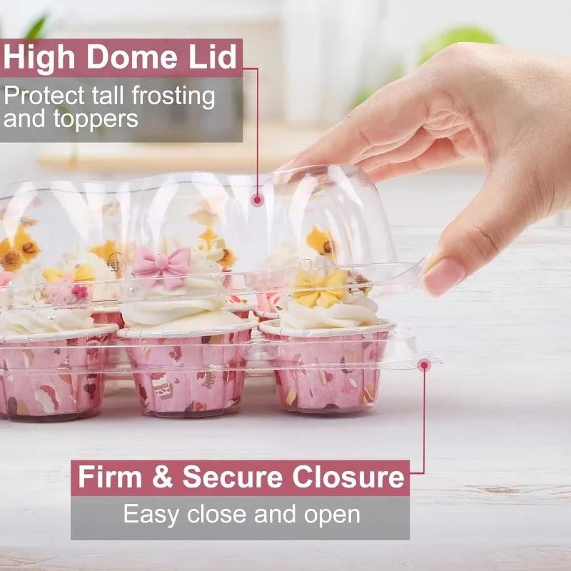 Clear Plastic Cupcake Boxes, Dome Muffin Cake Containers Individual Dessert Packaging Box For Bakery Birthday Party Takeaway