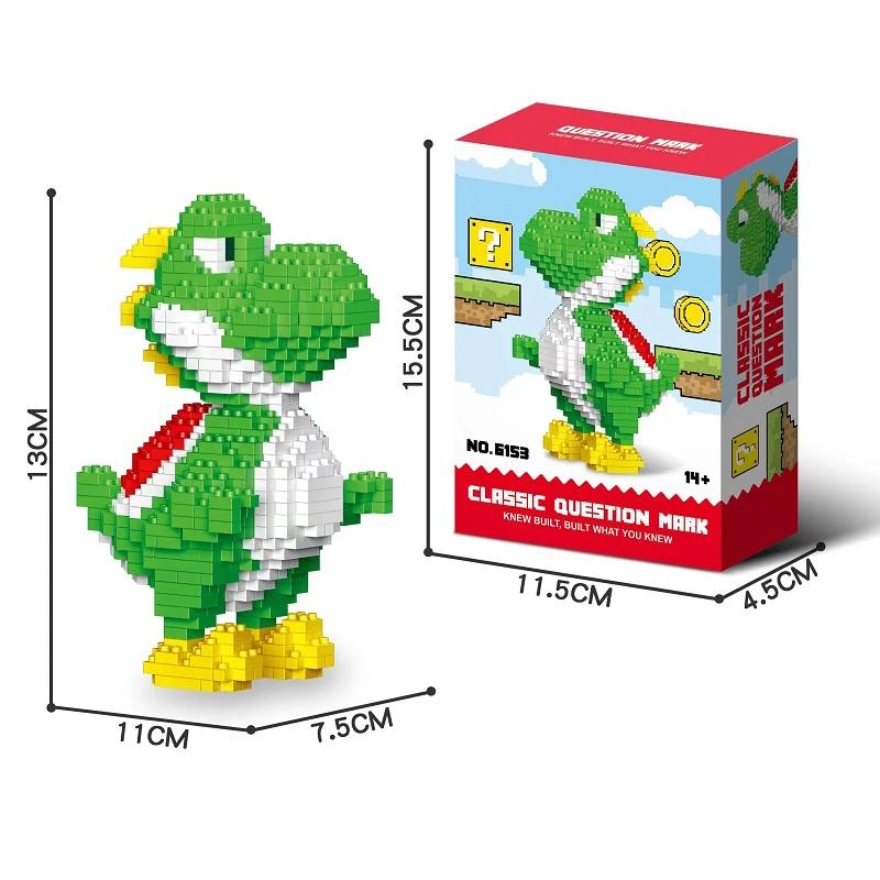 Cartoon Character Blind Box Building Blocks - Luigi & Yoshi Figures Small Particle Blocks Model Dolls For Kids Assembled Toy Gif