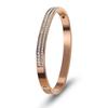 European & American Titanium Steel Hollow Electroplated Bangle with Diamonds - Versatile Stainless Steel Women's Fashion Jewelry
