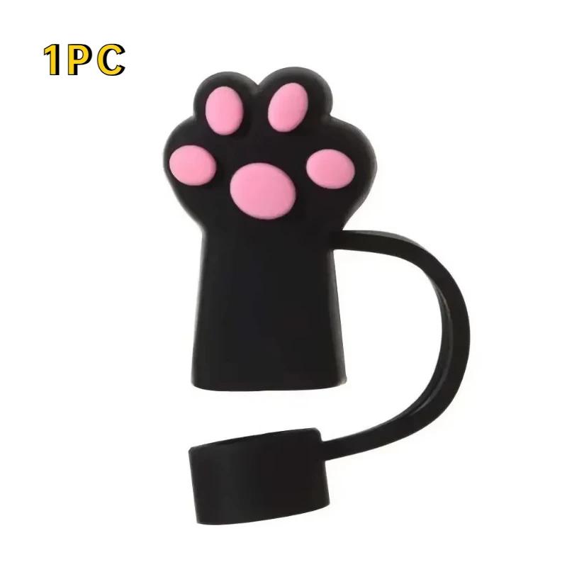 1/3Pcs Dustproof Straw Cover Cartoon Cute Cat Claw Glass Beverage Kitchen Beverage Straw Cover Accessories