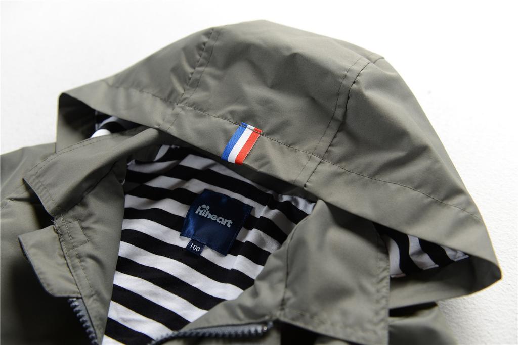 Hiheart Size 110cm Kids' Jacket, Windbreaker, Water-Repellent, Casual, Outdoor, Gray,