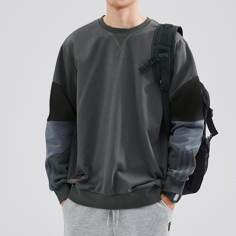 

Hansca осенне-зимний флисовый утолщенный свитер с круглым вырезом мужской модный бренд ретро свободный большой размер сплайсированный американский спортивный топ 5XL