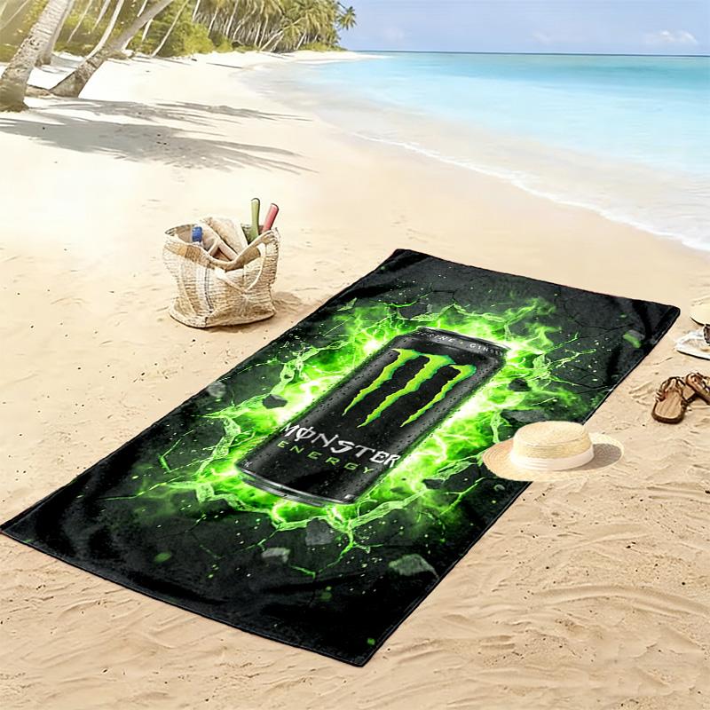 Monster Energy Drink Mega Power Can Beach Towel Beach Towel For Vacation Photos Soft Seaside Swim Quickdrying Swim Towel Beach Towel Printing
