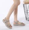 ZUYEE Platform Sandals with Velcro Comfortable Sports Sandals for Outdoors and Casual Soft and Easy to Walk Size Women's Closure, Wear, in, Beige,